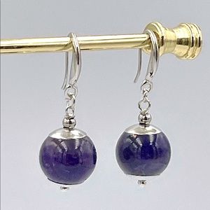 St.Silver925 Natural Amethyst stone 12mm earrings